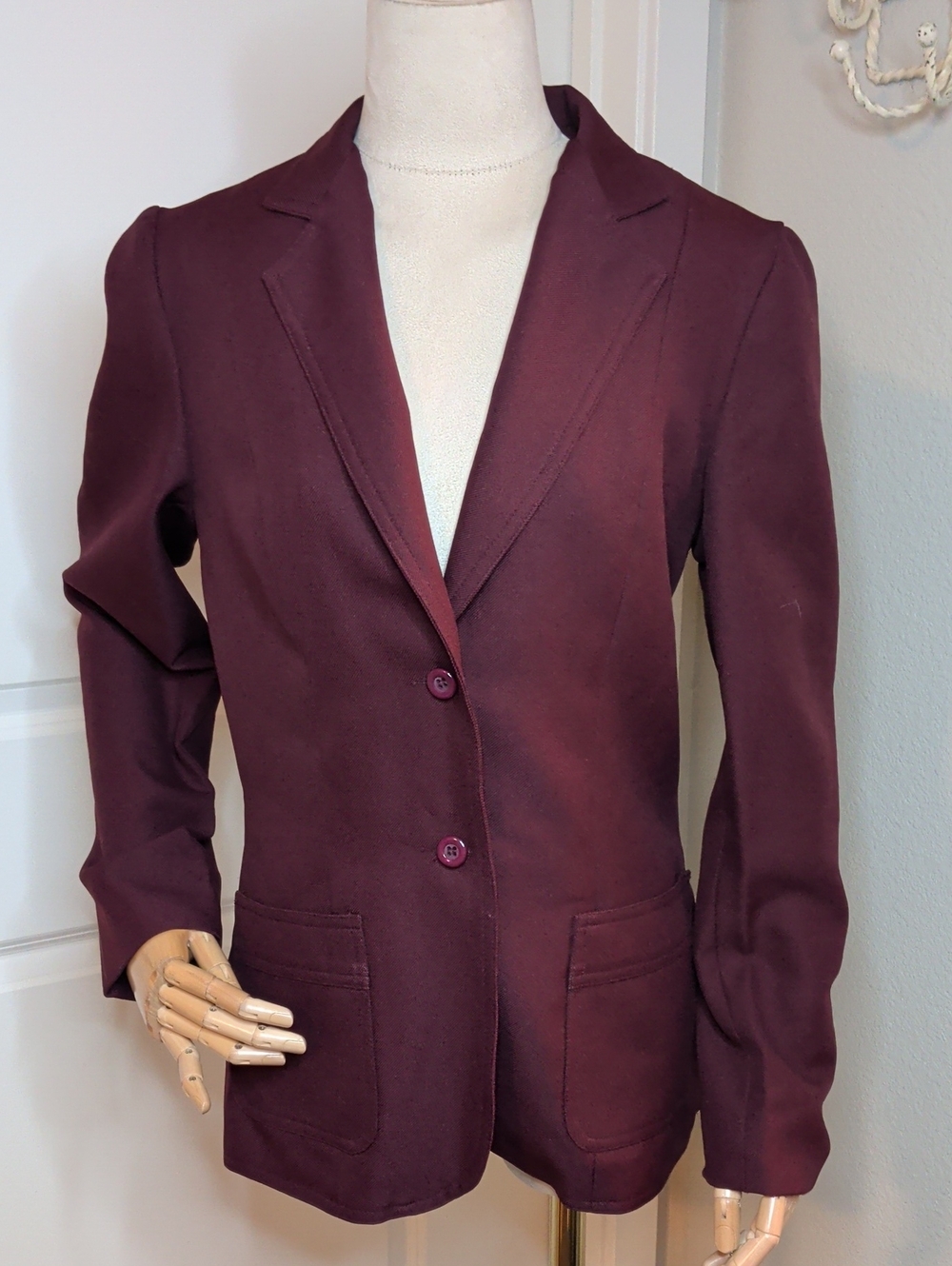 Vintage 60s College Town Burgundy Blazer Union Made USA Sz Med MCM